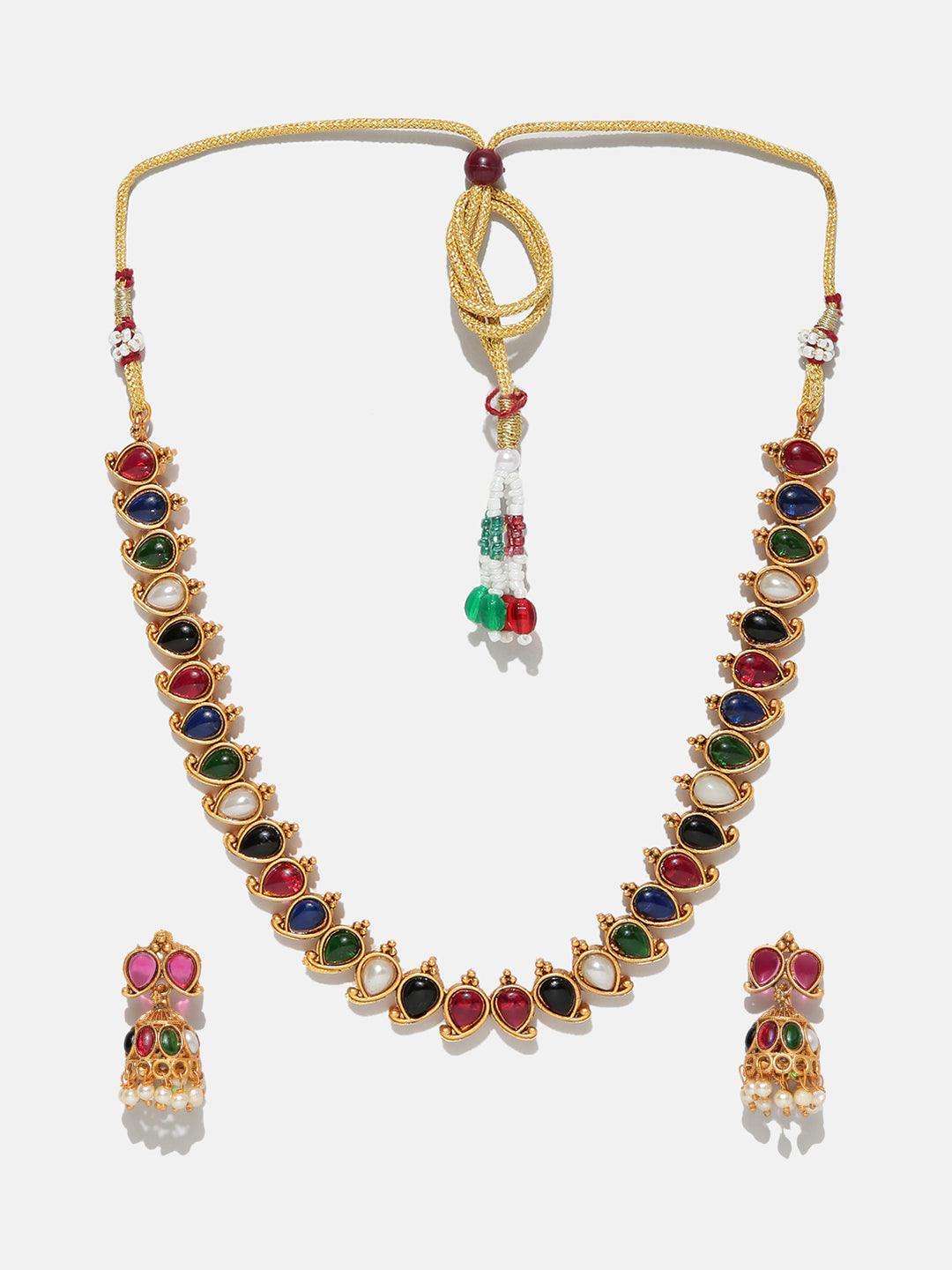 PEAR SHAPED STONES MULTICOLOR NECKLACE - Griiham