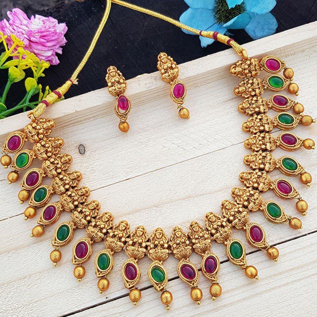 PEAR SHAPED STONES MULTICOLOR NECKLACE