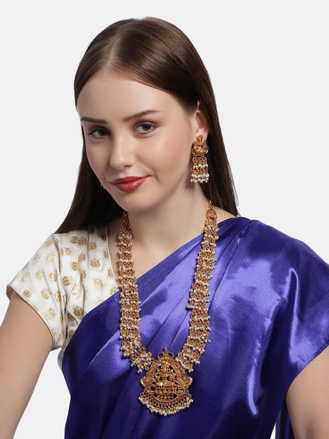 PREMIUM LAXMI LONG NECKLACE SET/LONG HARA - Griiham