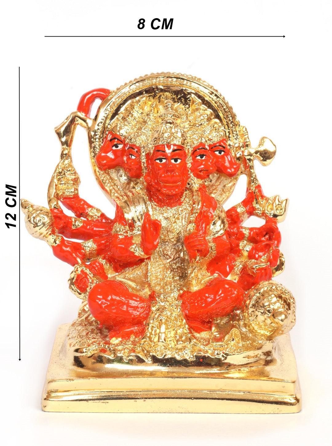 Panchamuki Hanuman Gold Plated Marble idol Height 10cm - Griiham