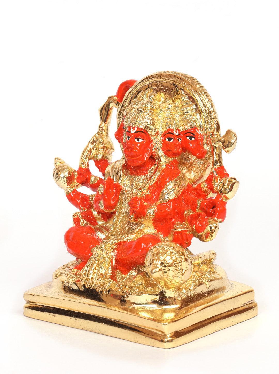 Panchamuki Hanuman Gold Plated Marble idol Height 10cm - Griiham