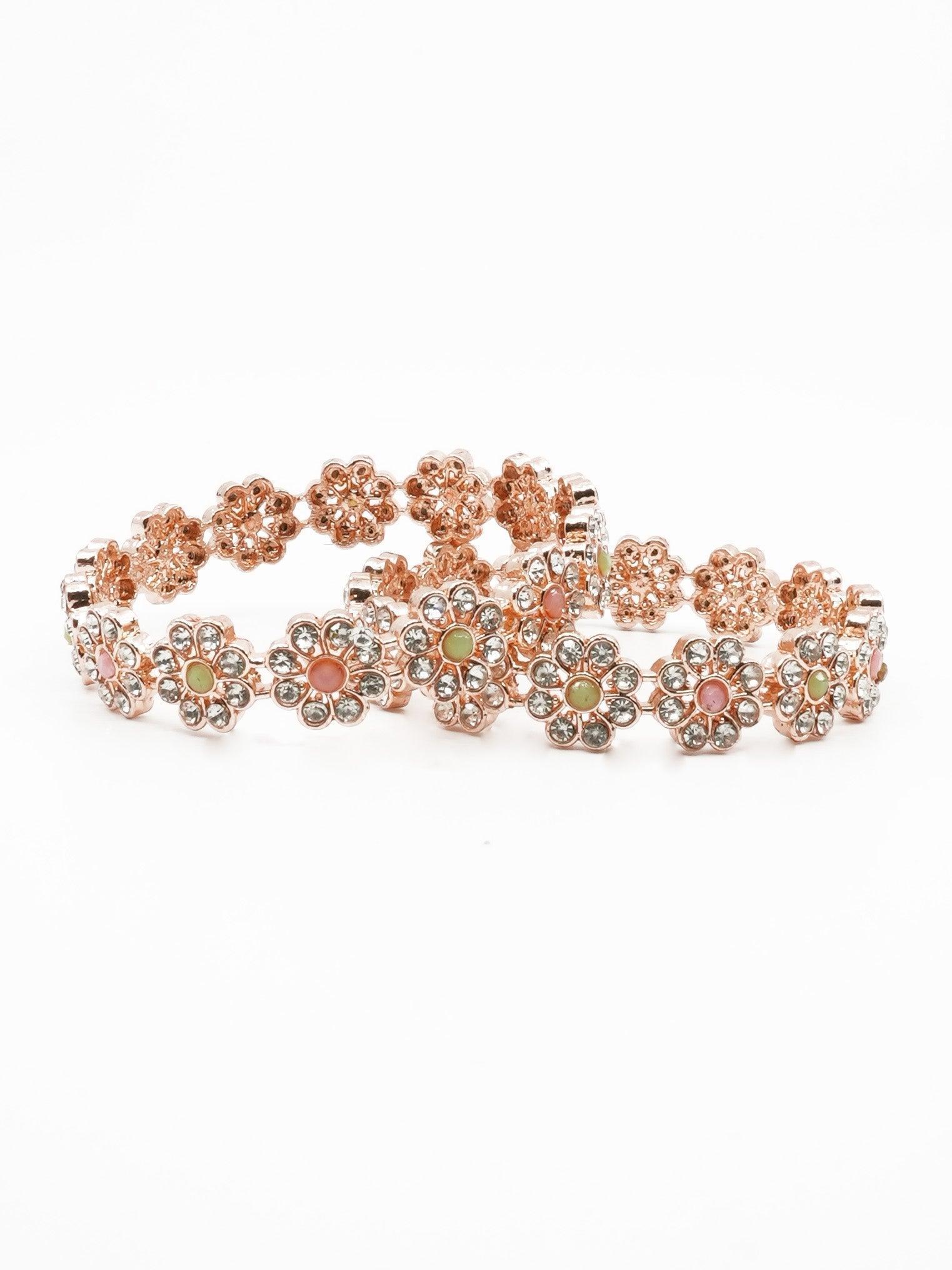 Pastel Colour Trensing Floral Set of 2 bangles 11546A - Griiham