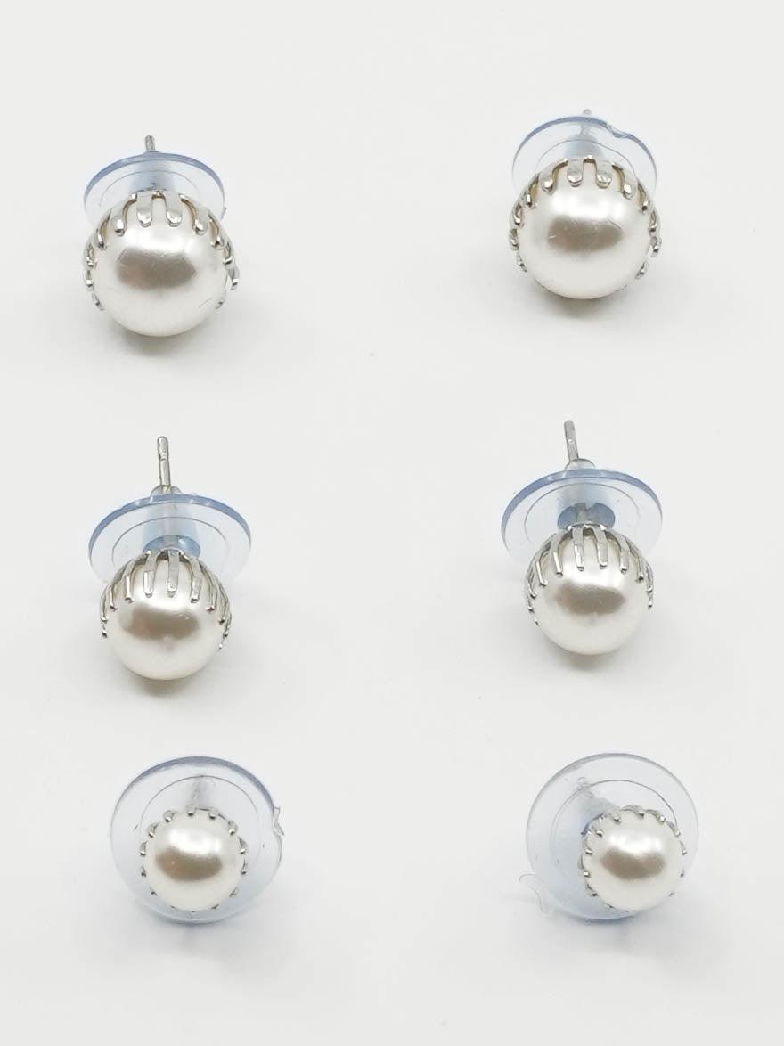 Pearl studs/Earrings set of 3 Different size 11186N - Griiham