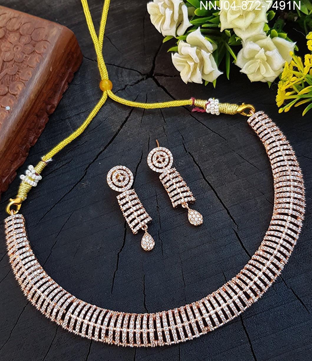 Pink Gold Finish Zercon Necklace set