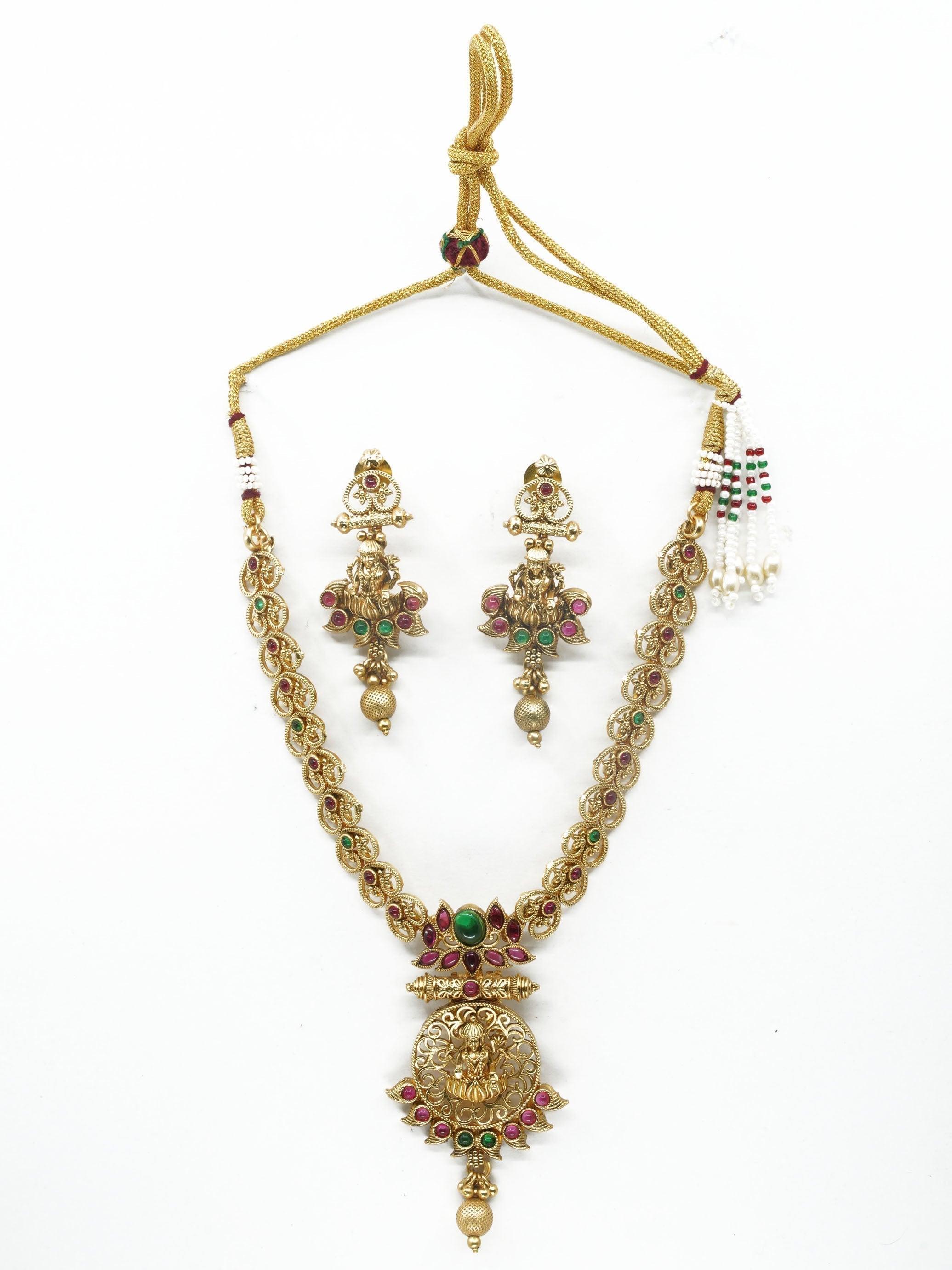 Premium Antique Gold Finish Laxmi motif with Leaf Pattern - Griiham