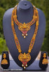 Premium Antique Gold Finish Nagas Bahubali Design Three Line Necklace Set combo (Long+short)