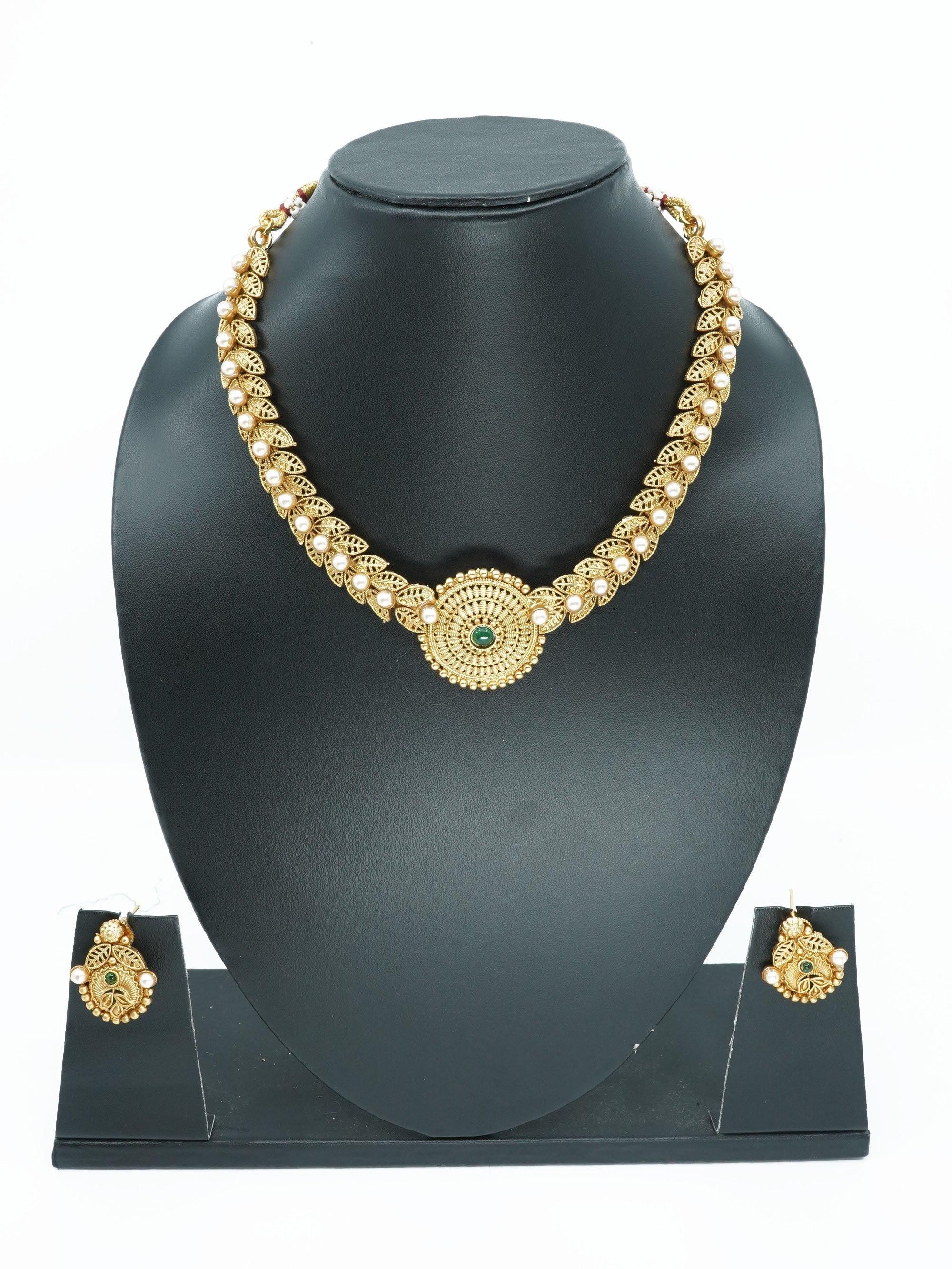 Premium Antique Gold Finish Necklace Set 11155N - Griiham