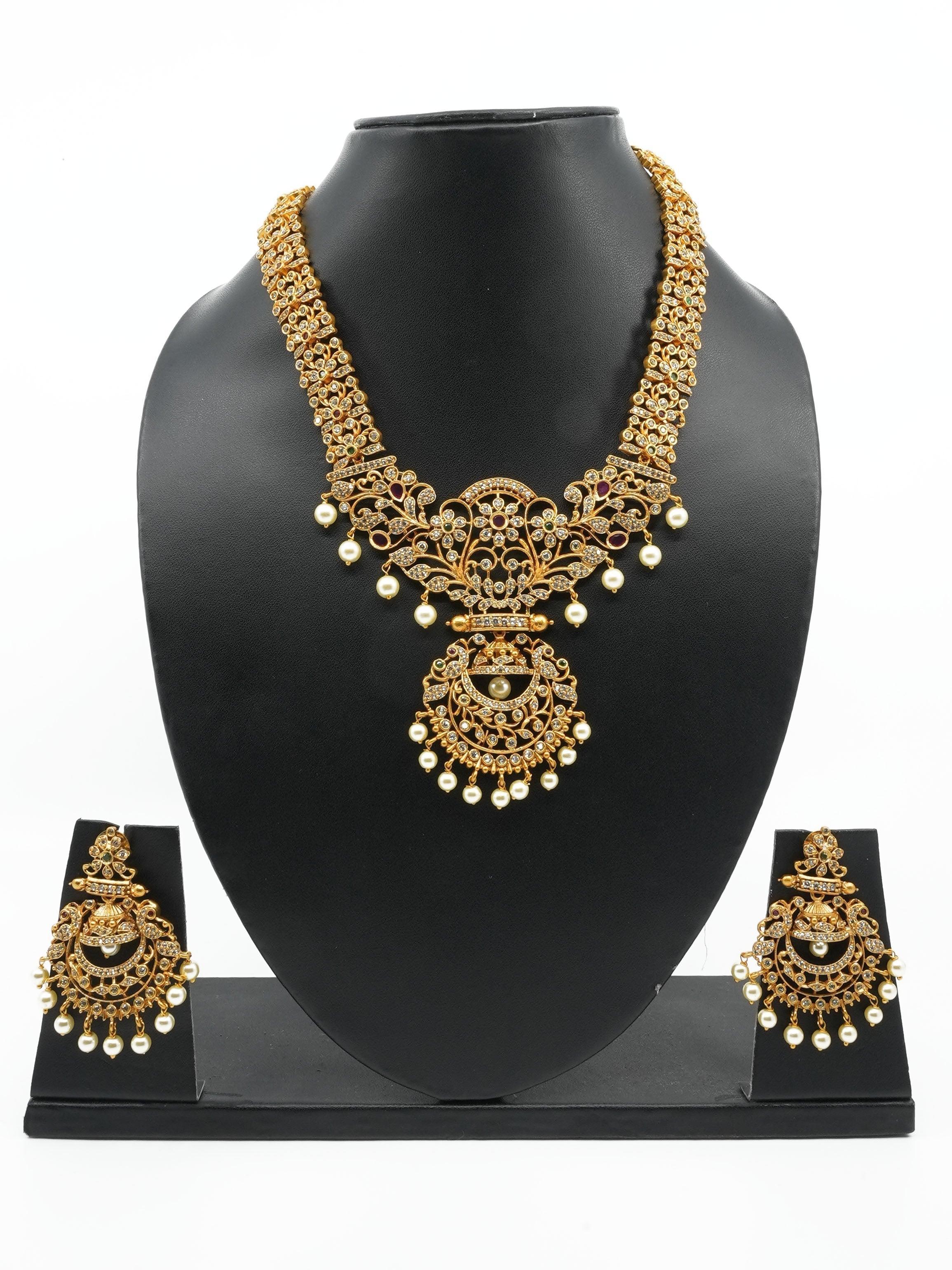 Premium Antique Gold with pearl and zercon full work 11358N - Griiham