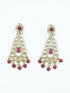 Premium Faint Gold Polish Jhumki Earrings with Mirror Stones & Maroon colour stones 11750N - Griiham