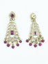 Premium Faint Gold Polish Jhumki Earrings with Mirror Stones and Purple Stone 11748N - Griiham