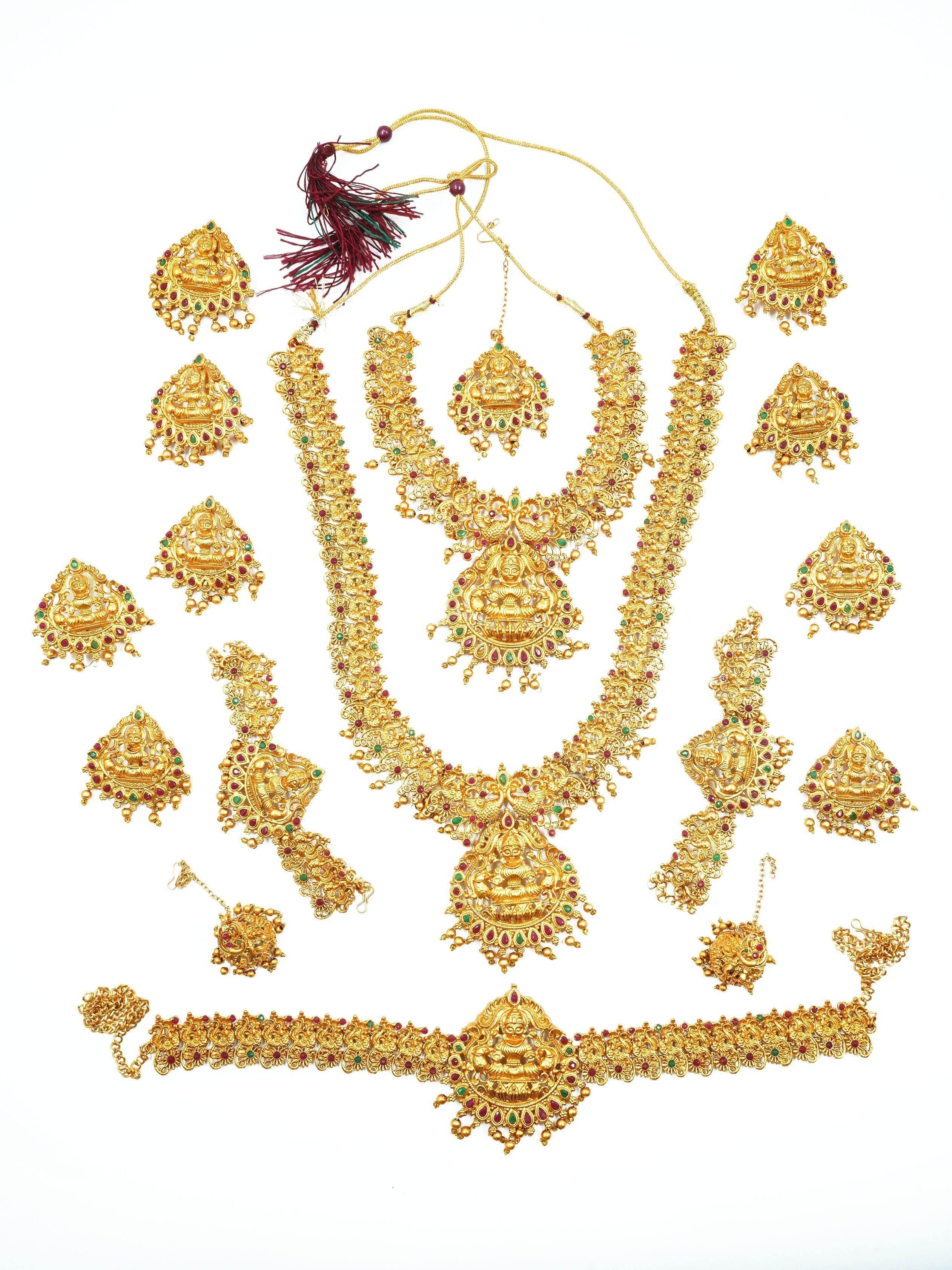 Premium Gold Finish Best Seller Full Bridal Set Combo 12792N - Griiham