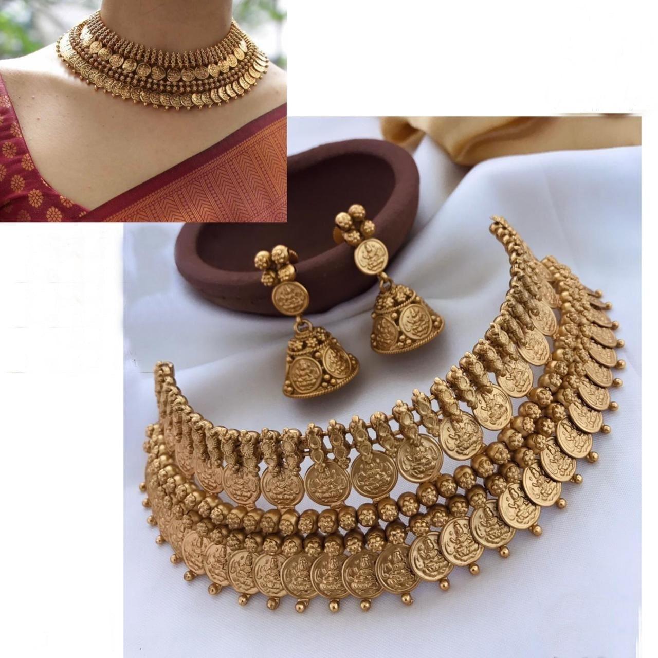 Premium Gold Finish Best sellerLaxmi choker necklac