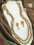 Premium Gold Finish Brass 1st quality Real Pearl / Coral / jade Chain with earrings 8722N - Griiham