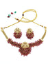 Premium Gold Finish Designer Laxmi Necklace with Crystal drops - Griiham