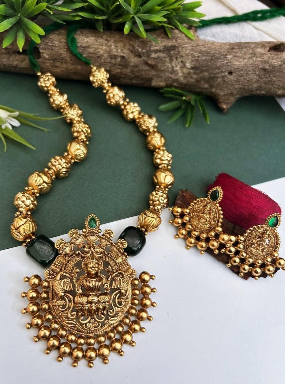 Premium Gold Finish Exclusive Pendent Set with Gundu and CZ Stones - Griiham