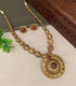 Premium Gold Finish Exclusive Pendent Set with Gundu and CZ Stones