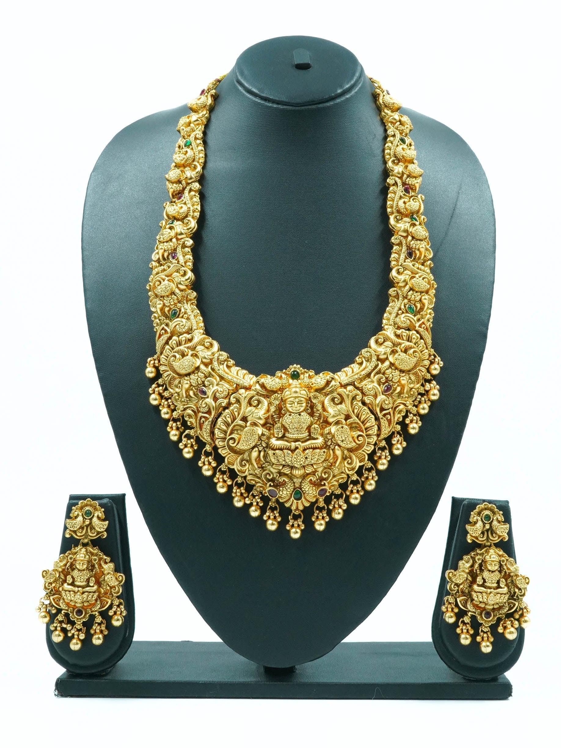 Premium Gold Finish Grand Laxmi necklace set 12781N - Griiham