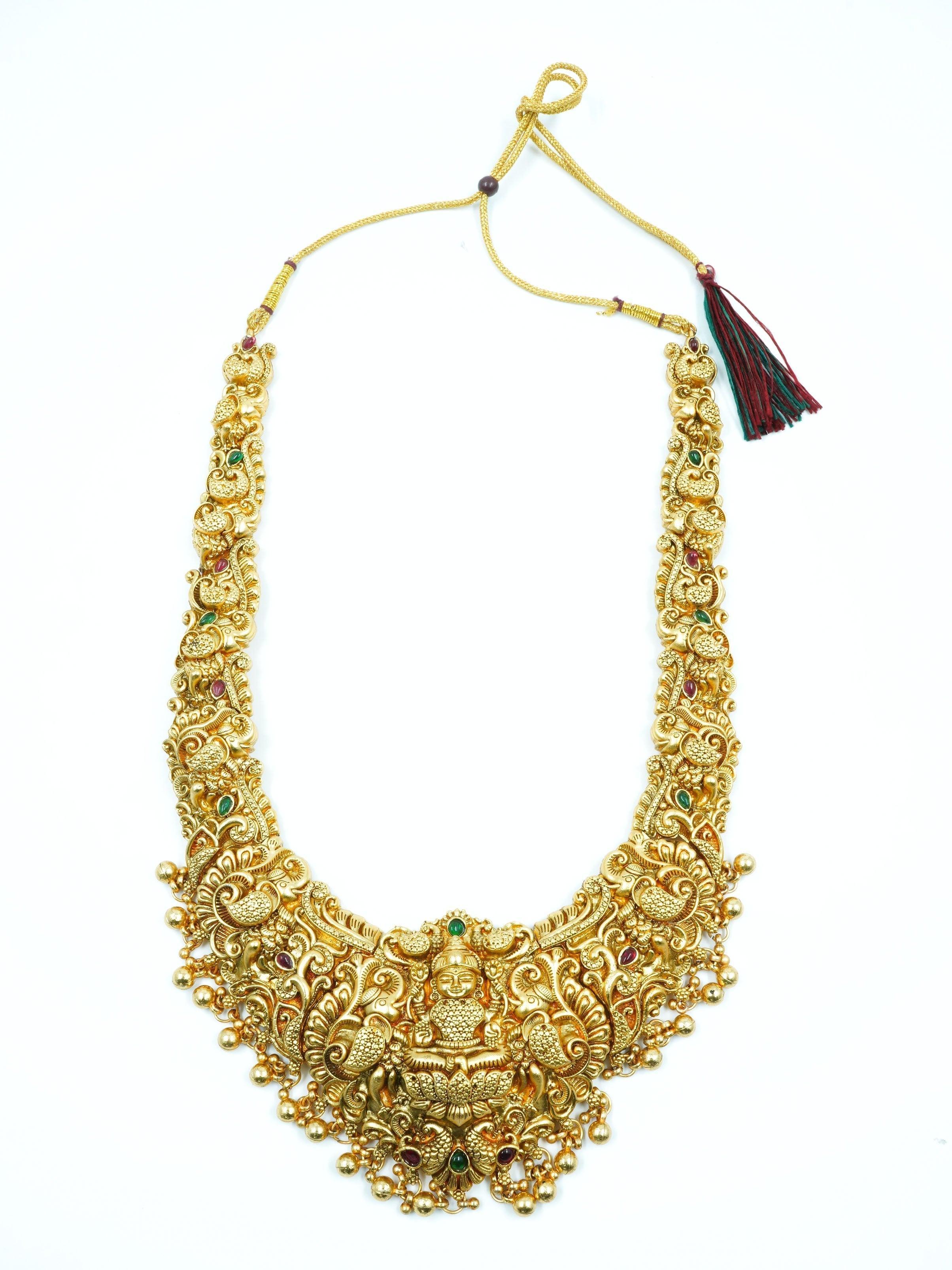 Premium Gold Finish Grand Laxmi necklace set 12781N - Griiham