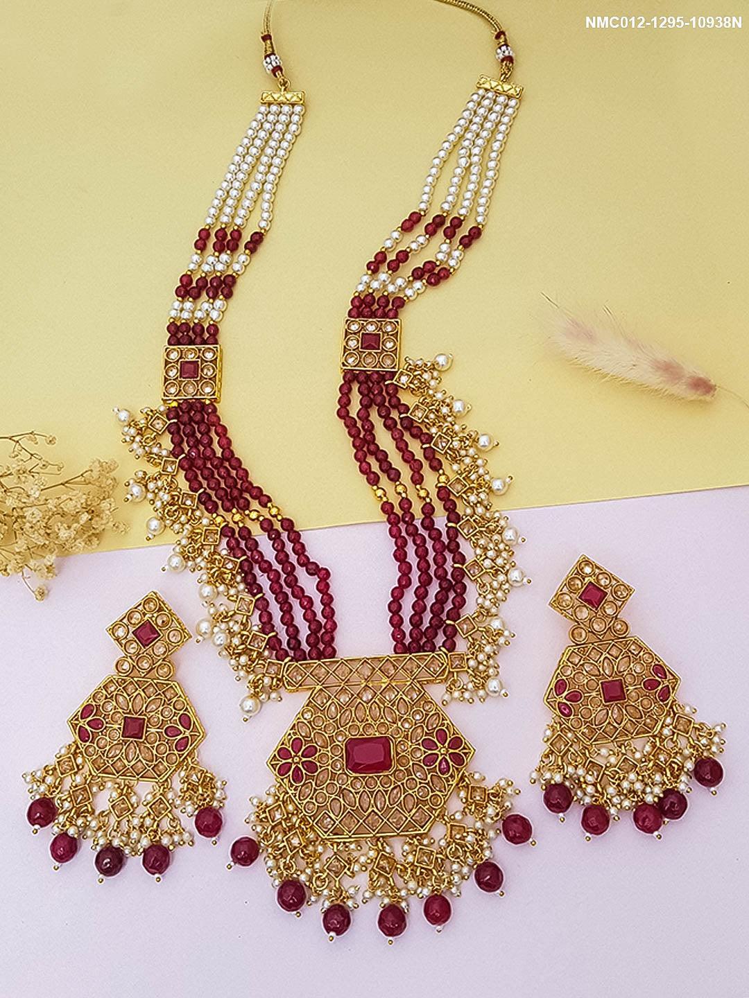 Premium Gold Finish LCT Stones Rani Long Hara Set 10938n - Griiham