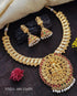 Premium Gold Finish Laxmi Short Necklace set with CZ stone