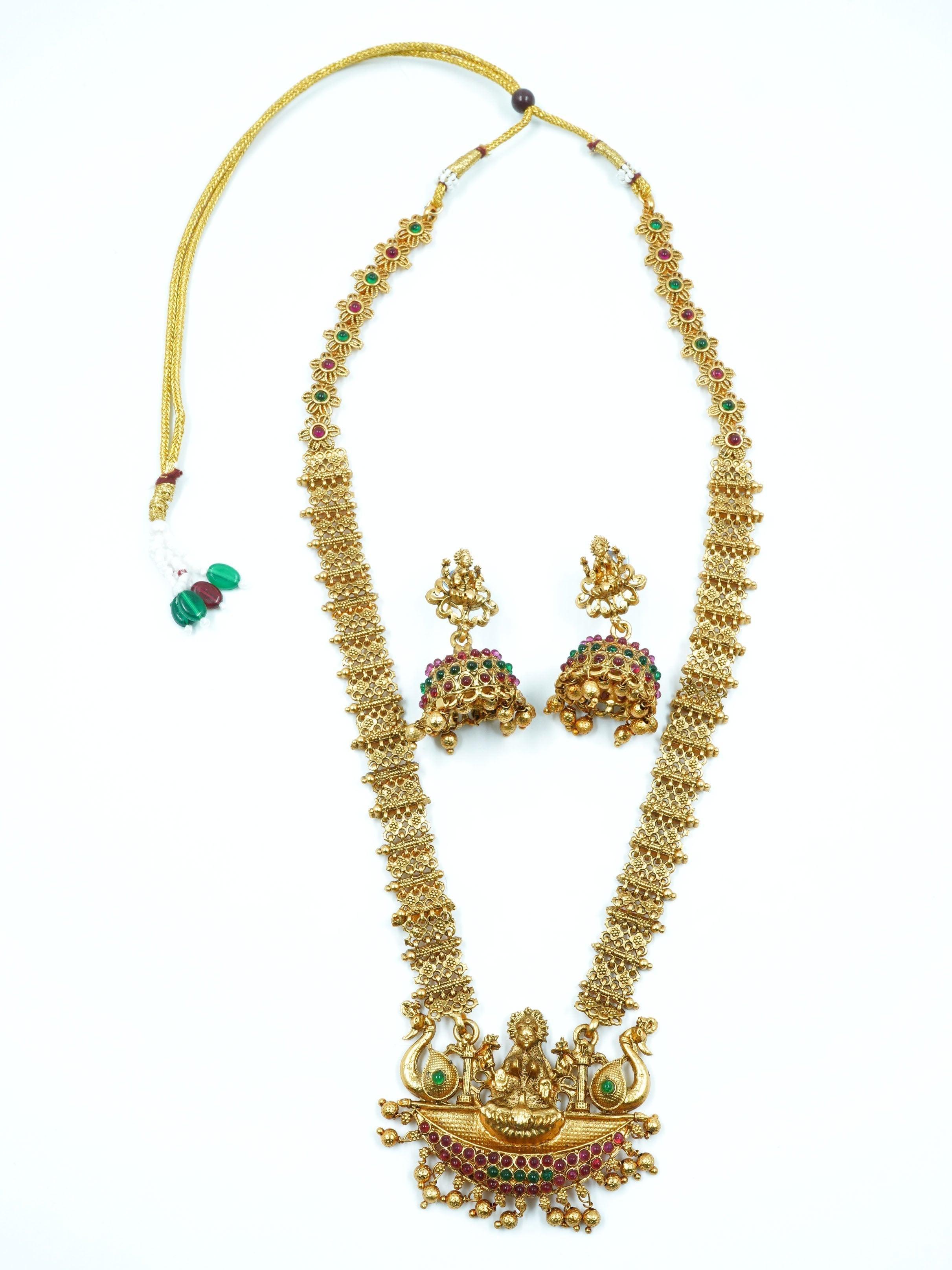 Premium Gold Finish Long necklace set 12278N - Griiham