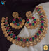 Premium Gold Finish Necklace set with Laxmi coin design and Red and Green stones 5171N