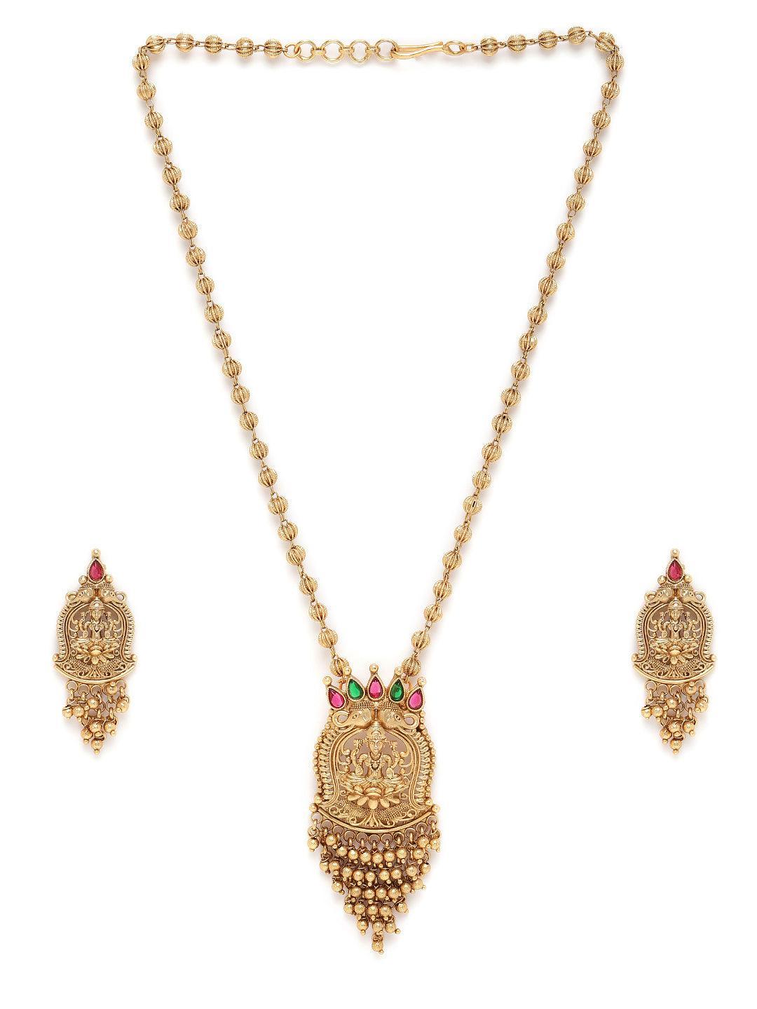 Premium Gold Finish Pendent Set with pearls and AD Stones - Griiham