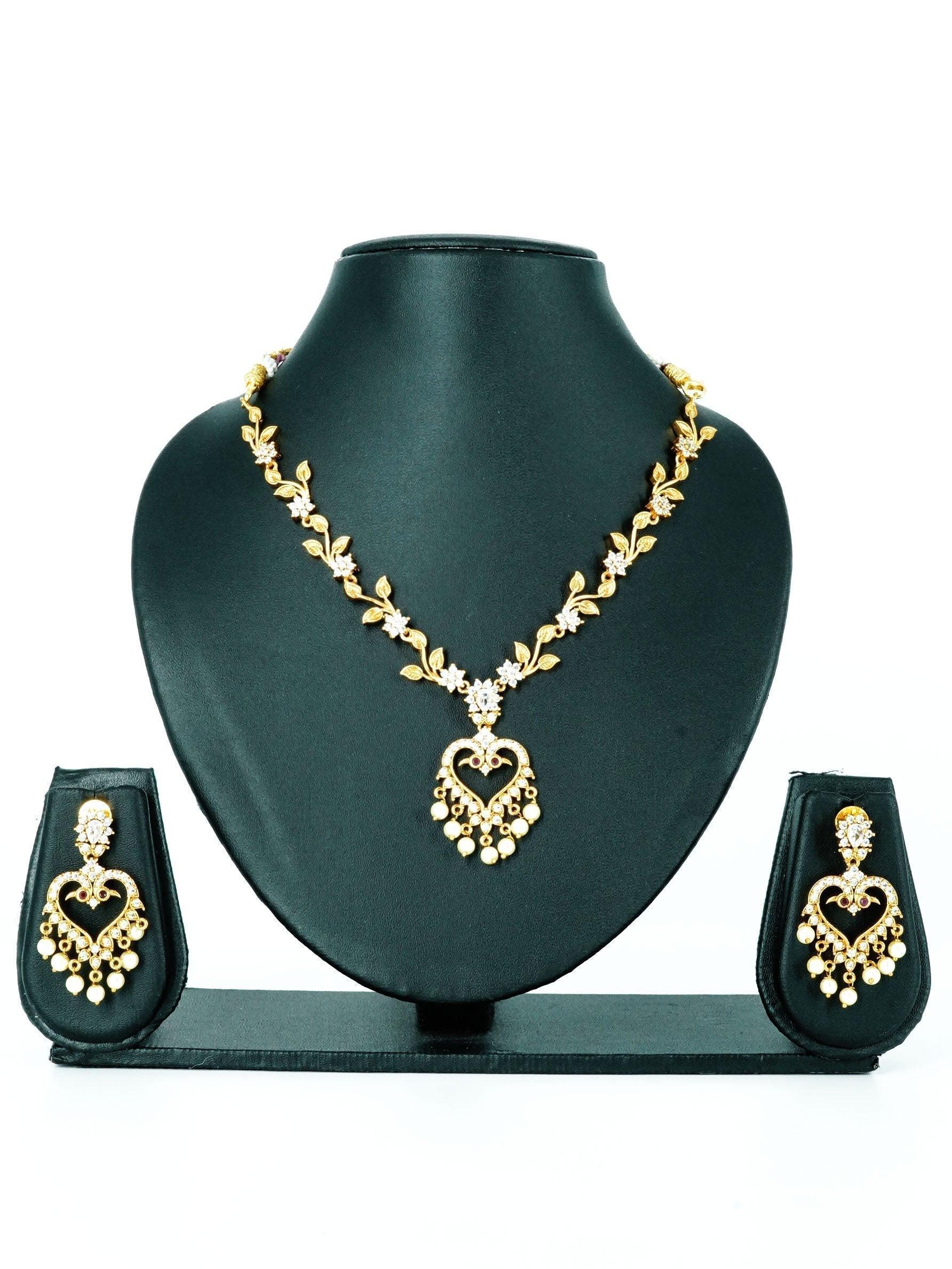 Premium Gold Finish Sayara Collection Necklace with CZ Stones - Griiham