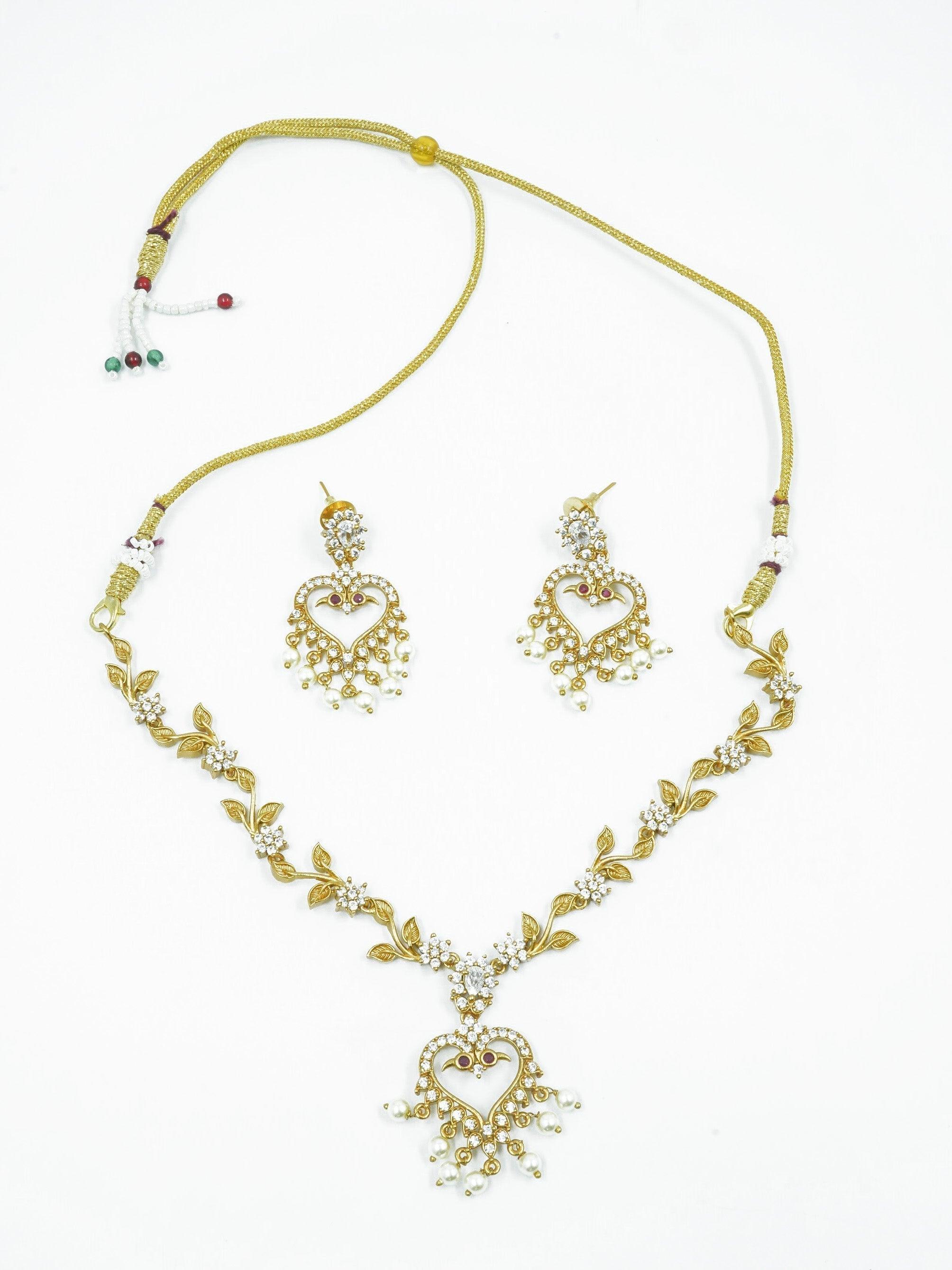 Premium Gold Finish Sayara Collection Necklace with CZ Stones - Griiham