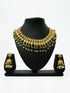 Premium Gold Finish with emerald balls Short Necklace Set 9433N - Griiham