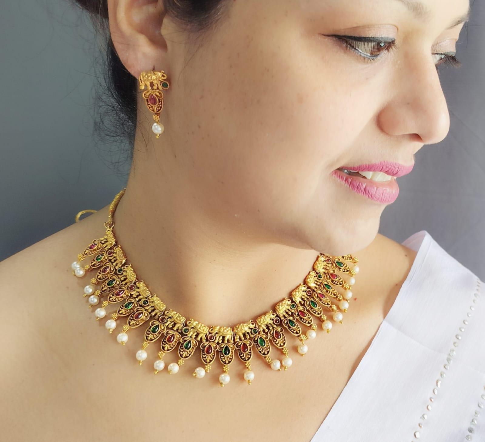 Premium Gold Light weight multicolor Necklace set