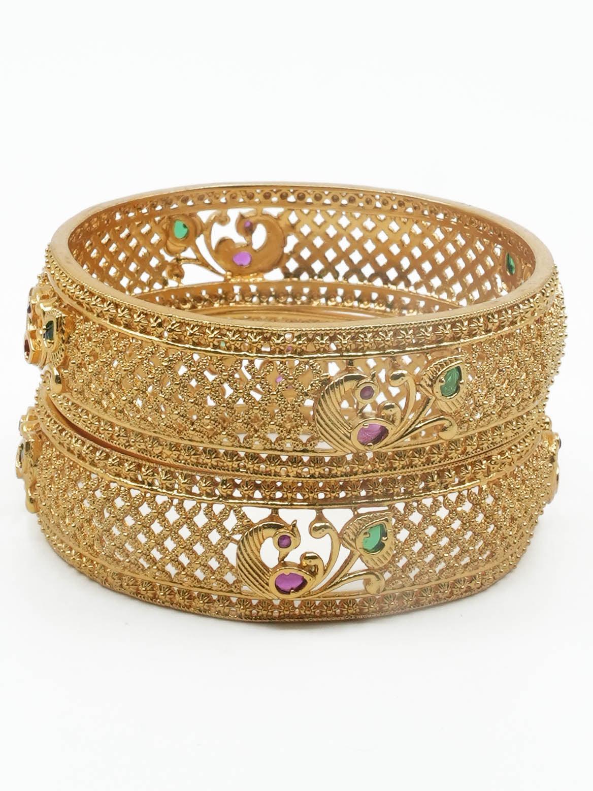 Premium Gold Plated Bestseller Multicolour Set of 2 broad bangles 11675C - Griiham