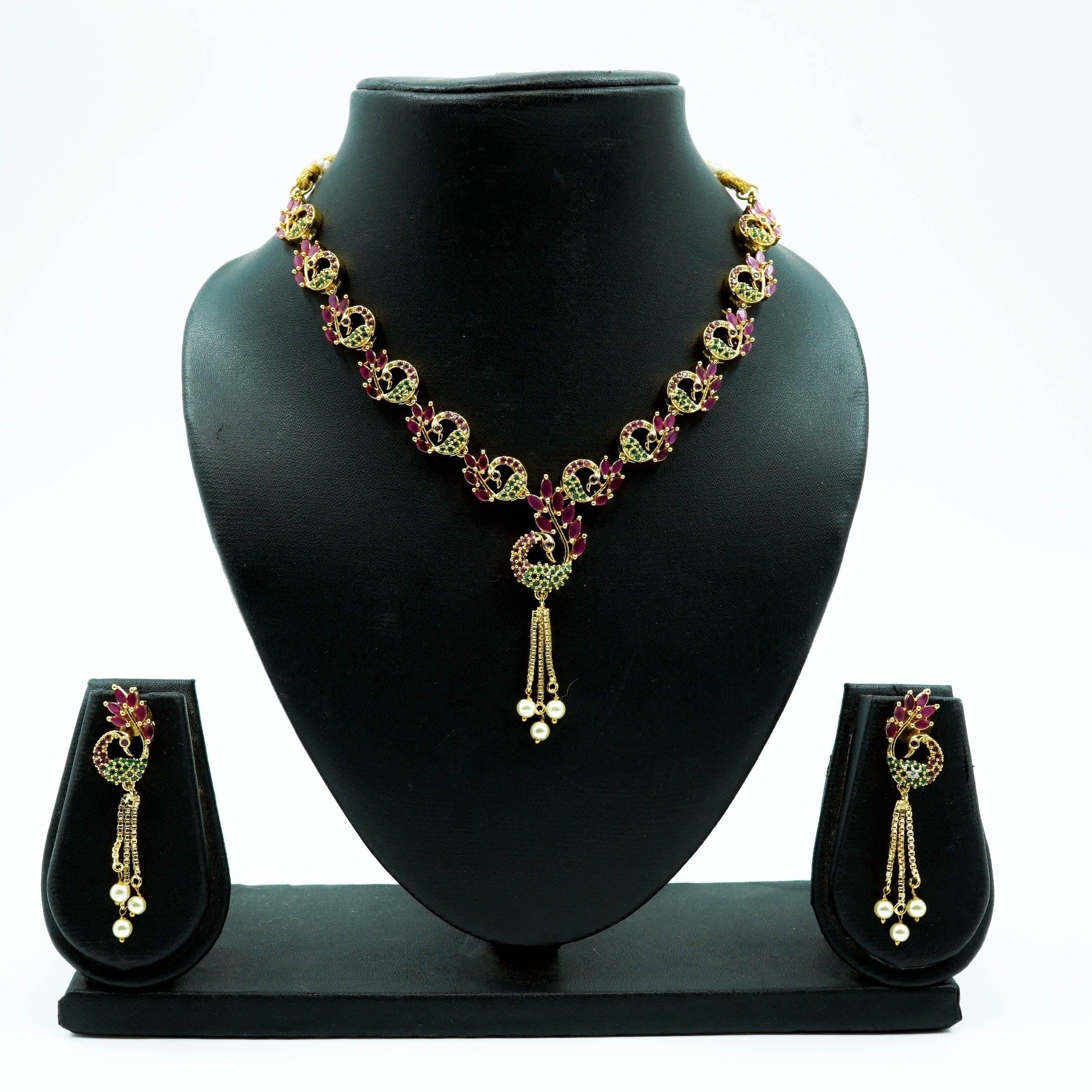 Premium Gold Plated Bestseller design Short Cocktail Necklace Set 9504N-11 - Griiham