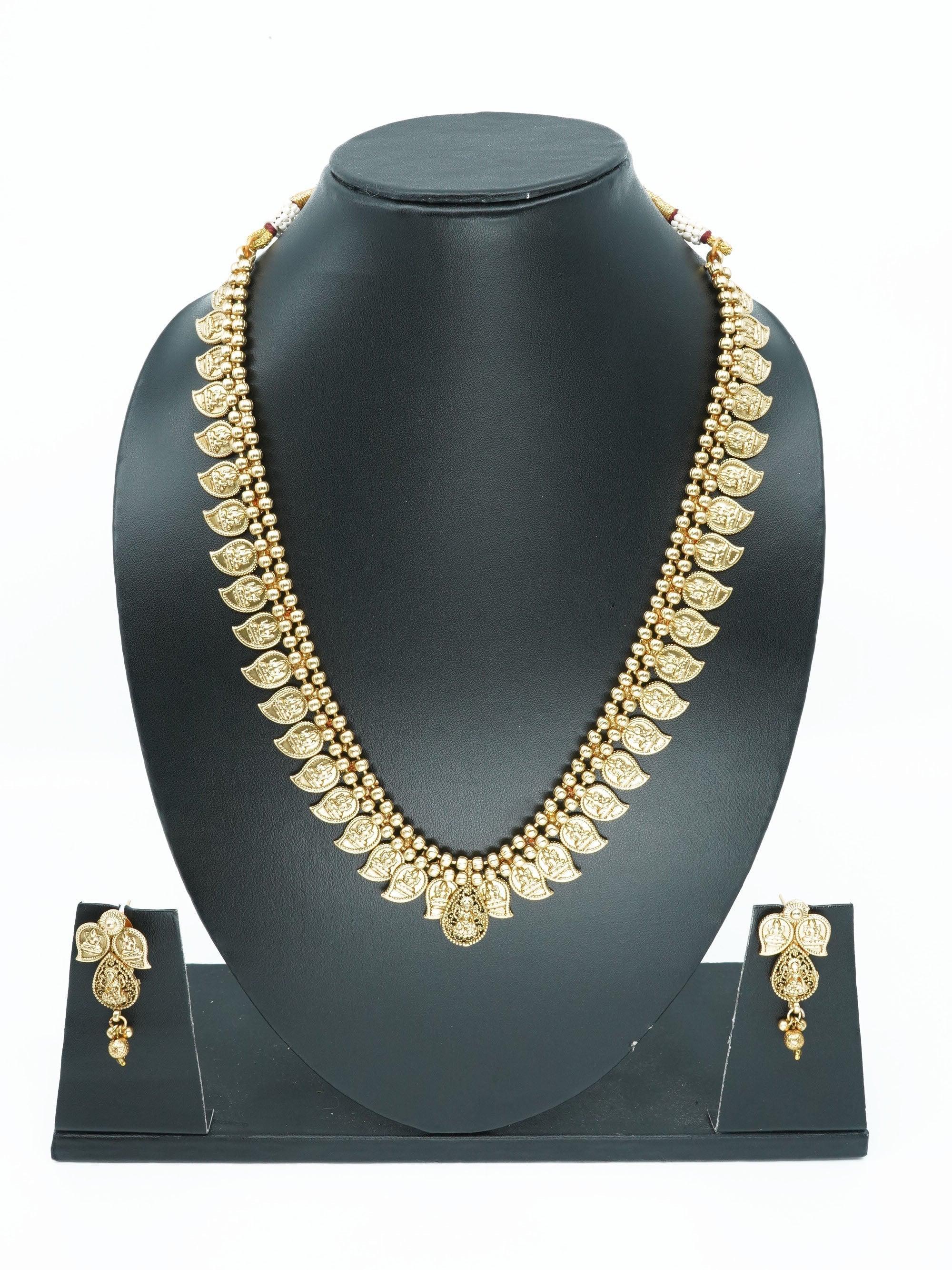 Premium Gold Plated Classic Laxmi Kasu Necklace set 11325N - Griiham