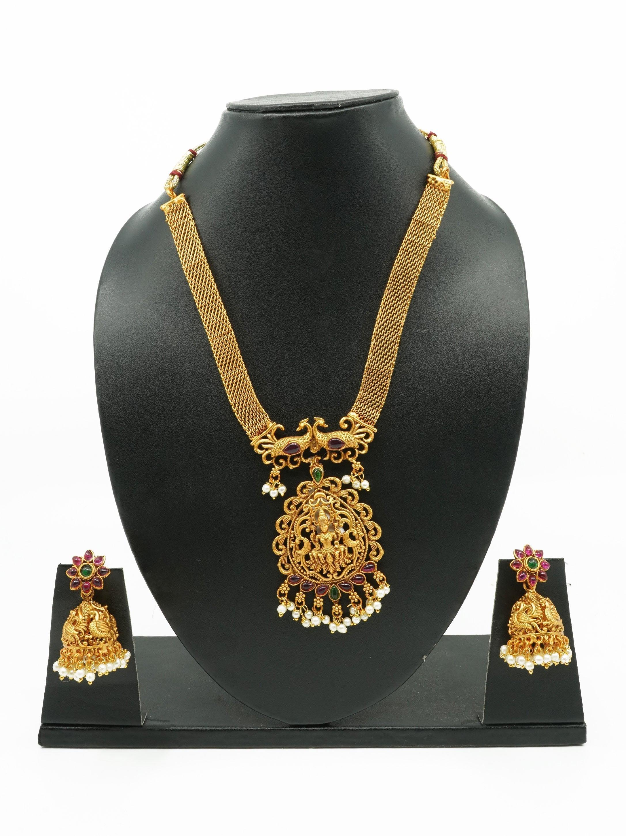 Premium Gold Plated Classic Laxmi Necklace set 10686N - Griiham