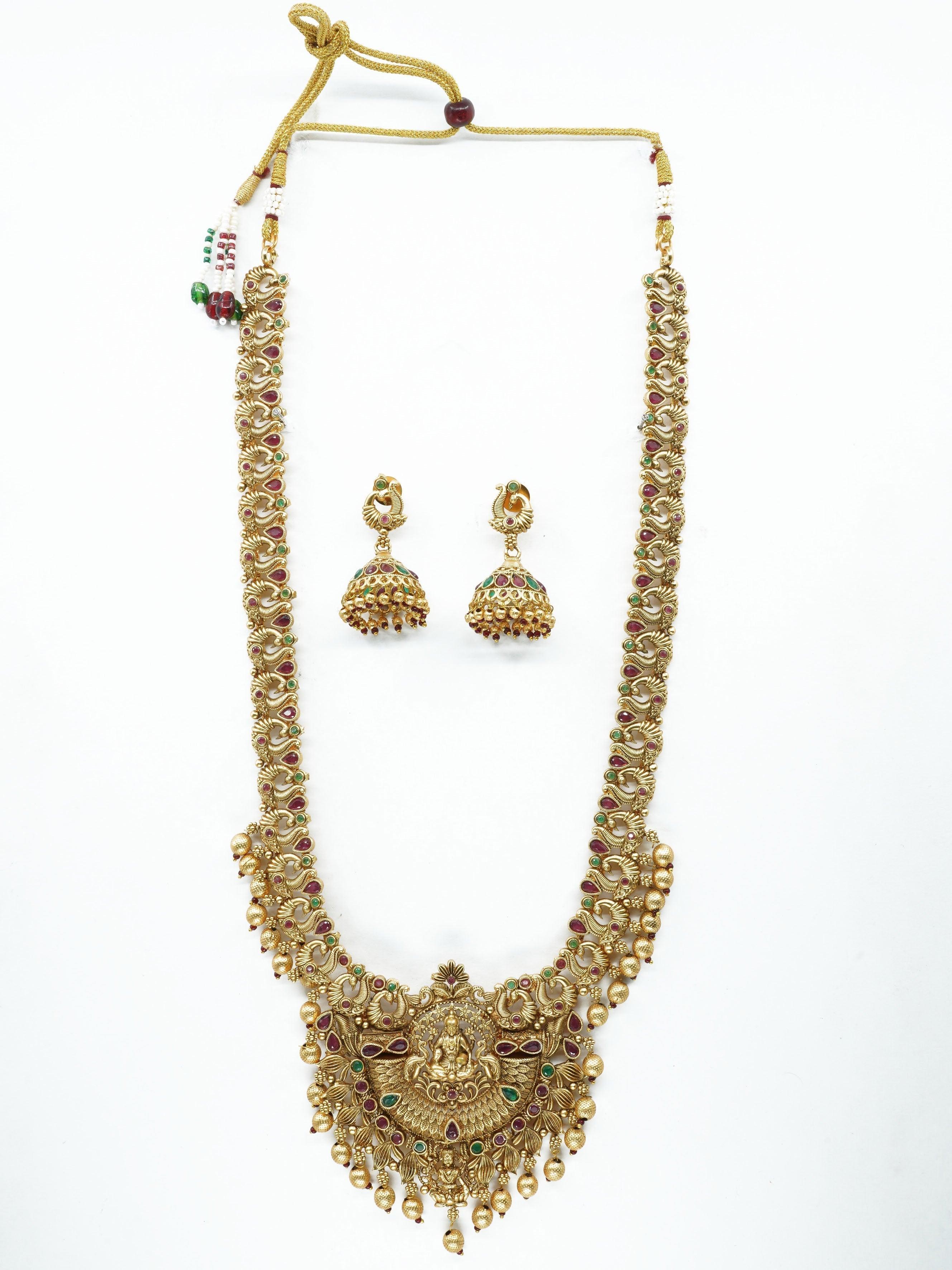 Premium Gold Plated Classic Laxmi Necklace set 11331N - Griiham