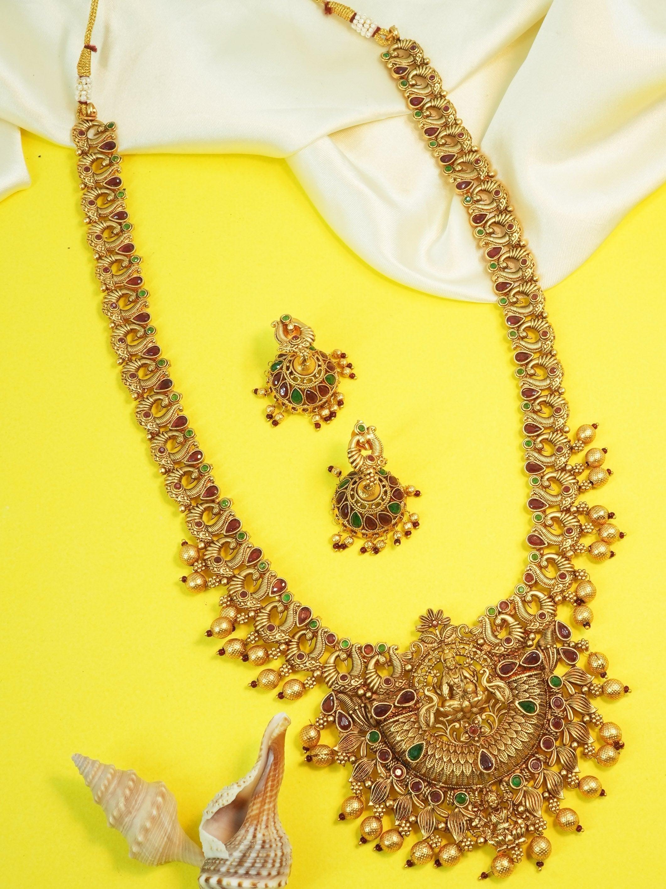 Premium Gold Plated Classic Laxmi Necklace set 11331N - Griiham