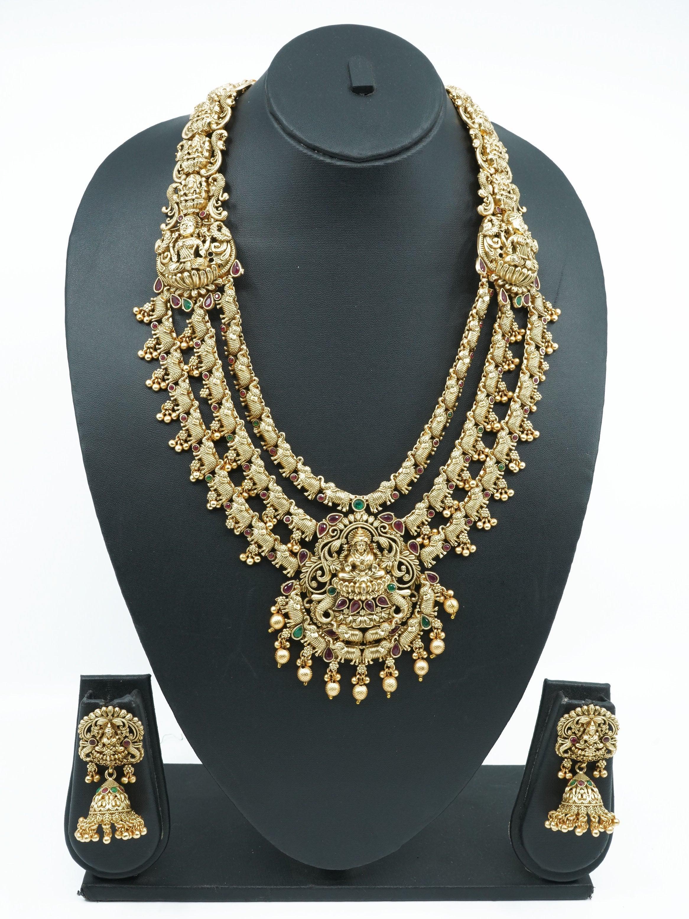 Premium Gold Plated Classic Laxmi Necklace set 11333N - Griiham