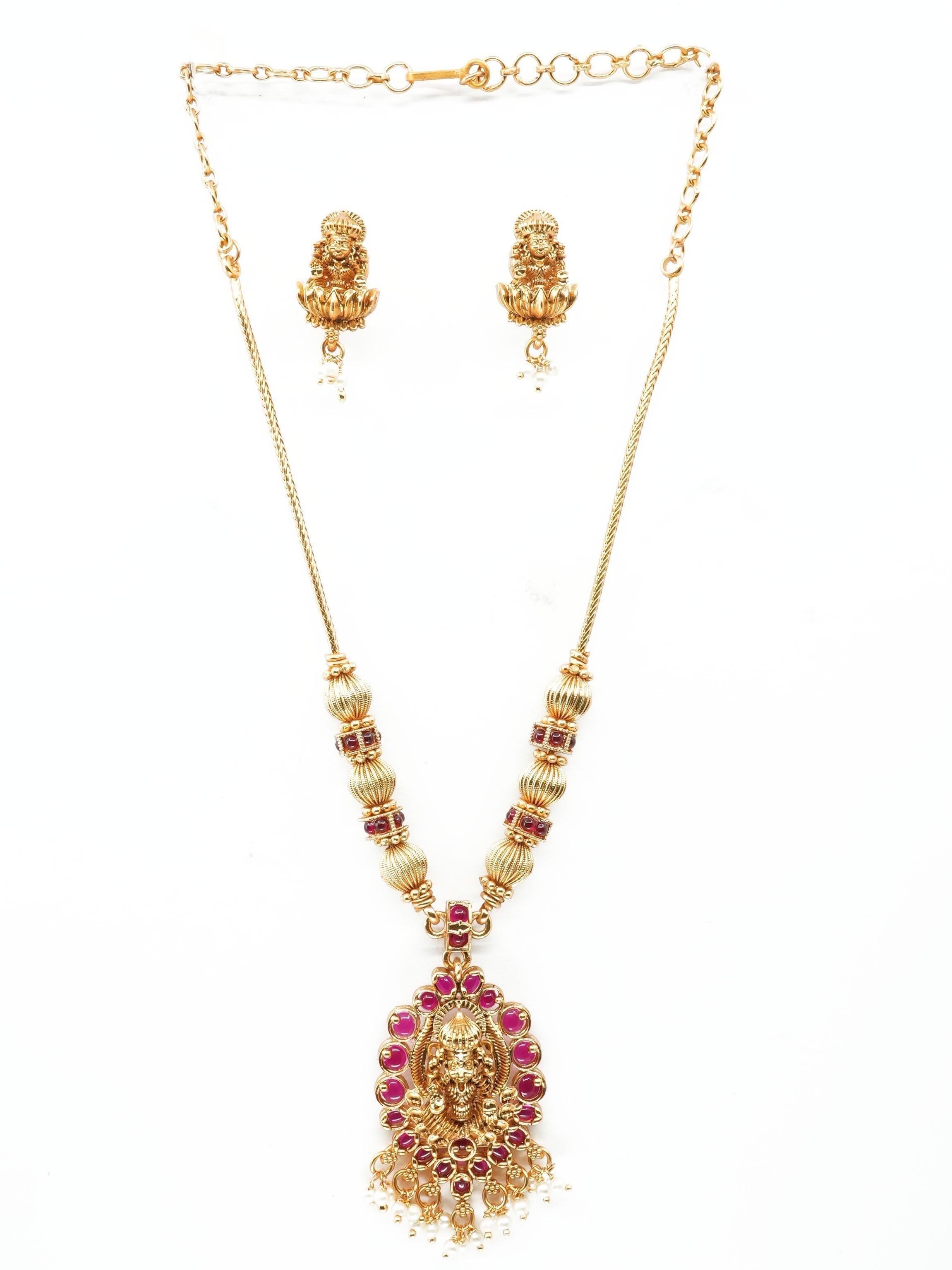 Premium Gold Plated Classic Siddhalaxmi Laxmi Necklace set 11306N - Griiham