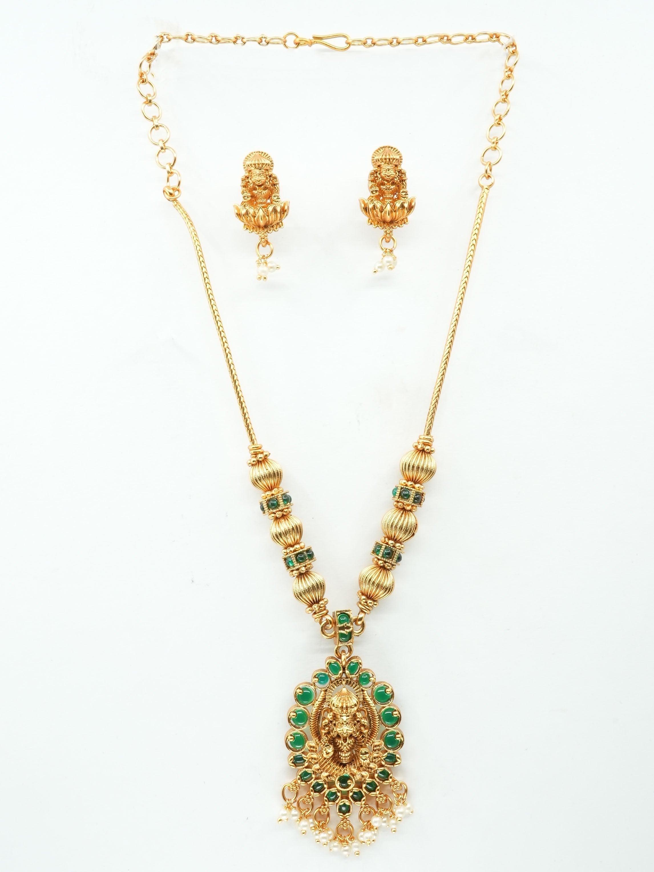 Premium Gold Plated Classic Siddhalaxmi Laxmi Necklace set 11306N - Griiham