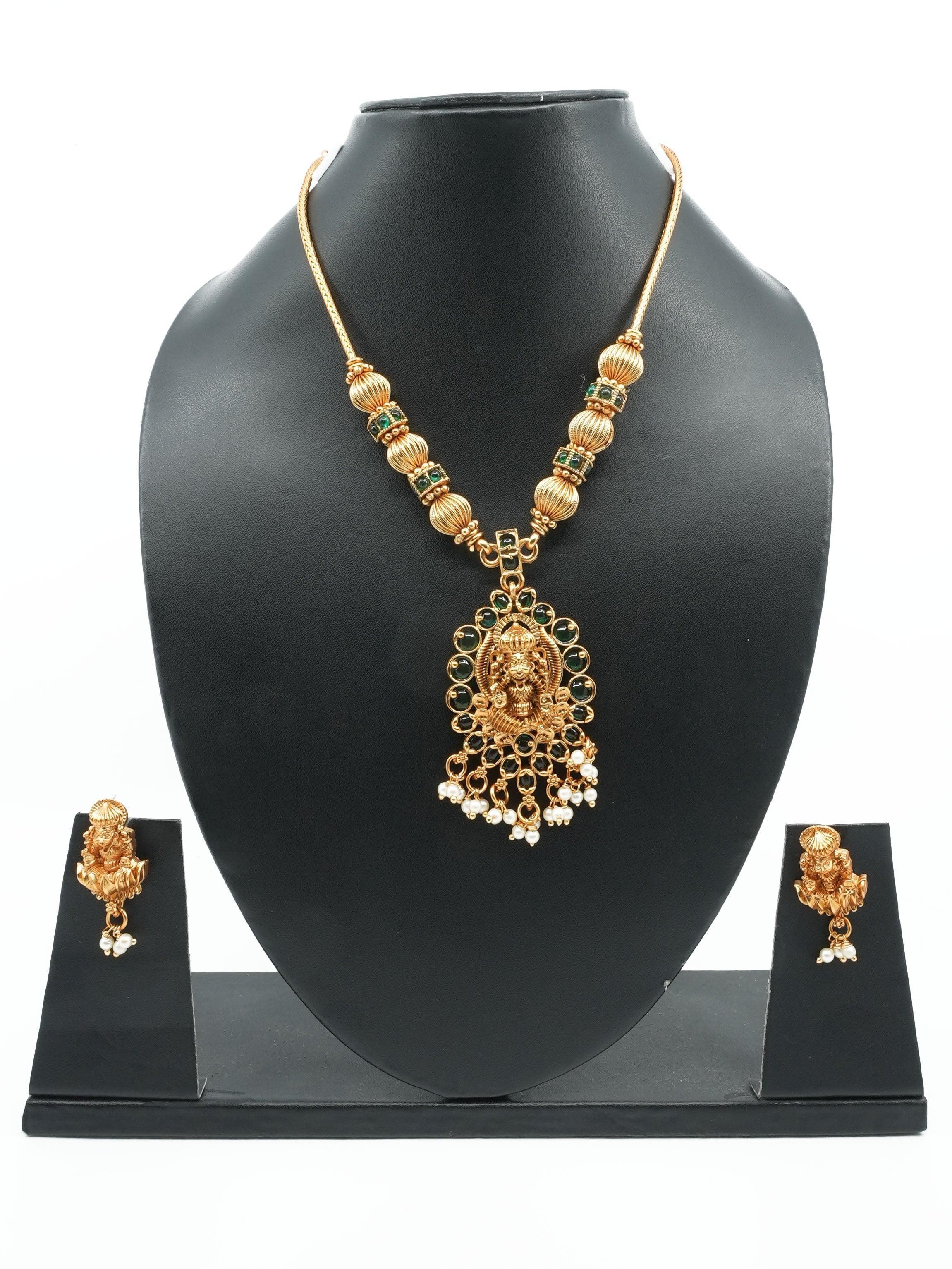 Premium Gold Plated Classic Siddhalaxmi Laxmi Necklace set 11306N - Griiham