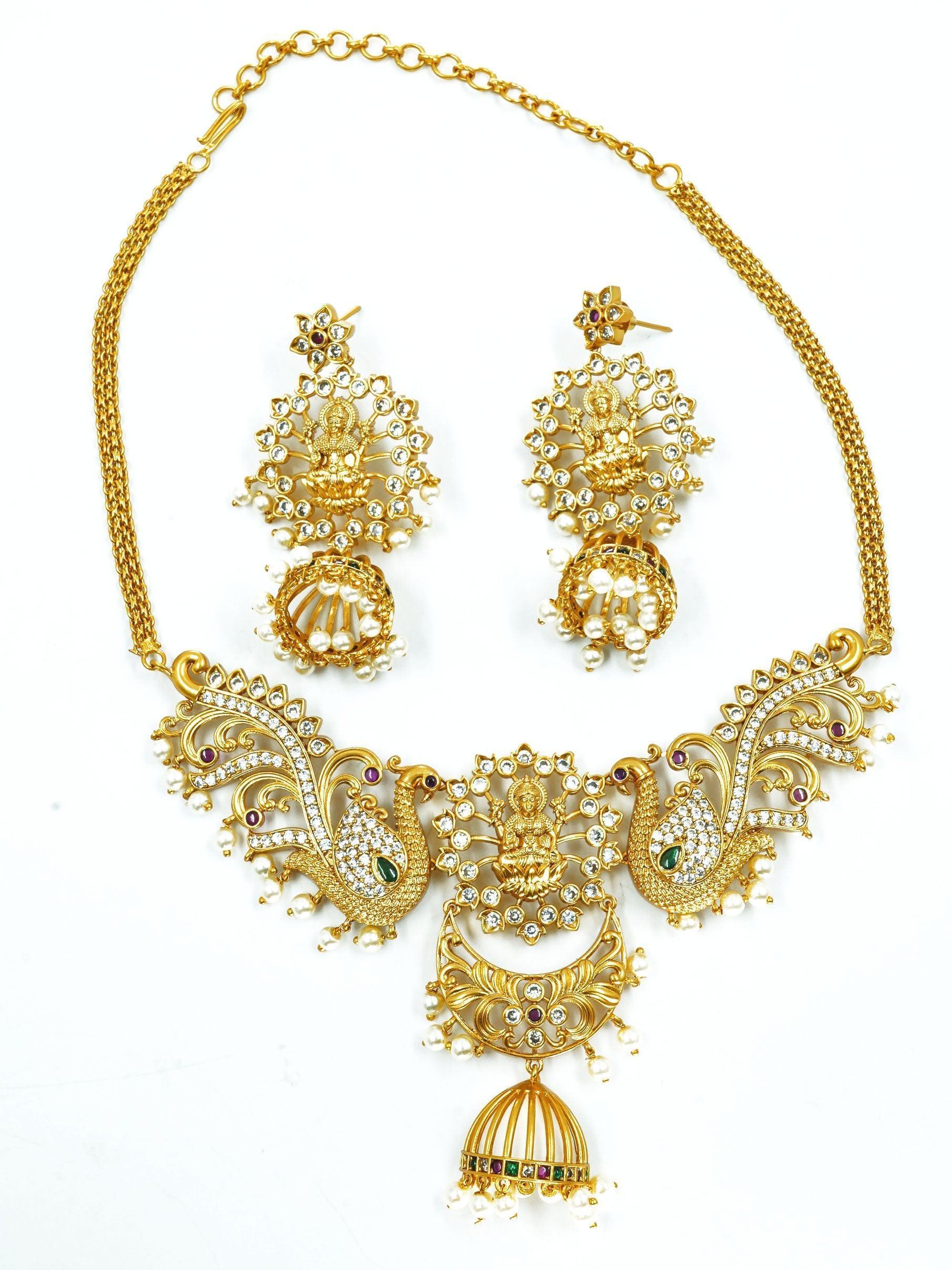 Premium Gold Plated Designer CZ Stones Necklace set - Griiham