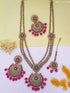 Premium Gold Plated Long Bridal Necklace Set with tikka with Stones - Griiham