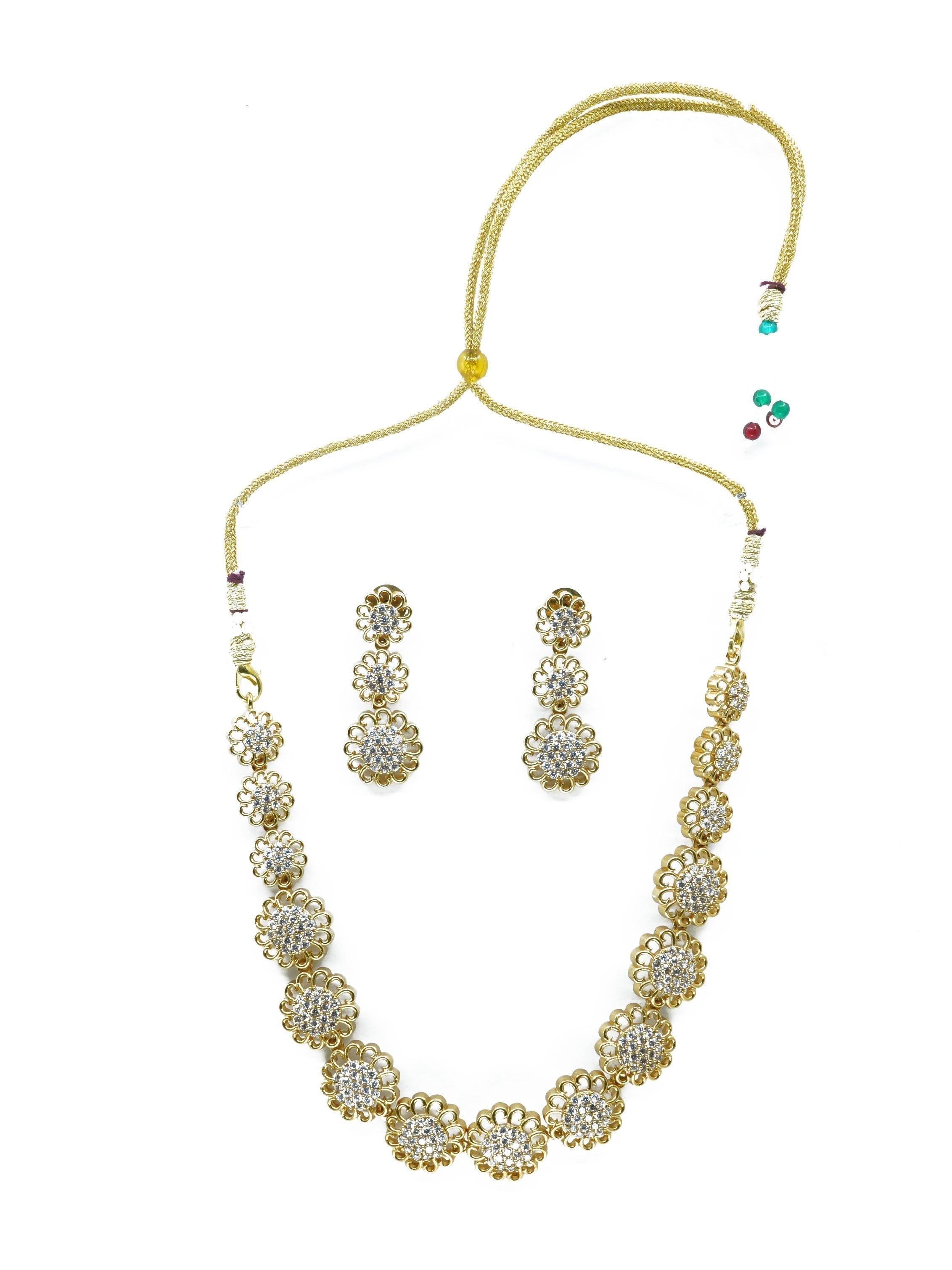 Premium Gold Plated Sayara Collection CZ Stone Necklace Set - Griiham