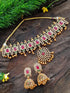 Premium Gold Plated Sayara Collection Multi Colour CZ Stone Choker Necklace Set 9910N - Griiham