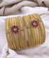 Premium Gold Plated Set of 6 designer Bangles with real kempu stones10694A - Griiham