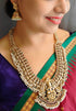 Premium Gold Plated Temple Design Long Hara Bridal Necklace Set - Griiham