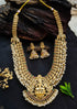 Premium Gold Plated Temple Design Long Hara Bridal Necklace Set - Griiham