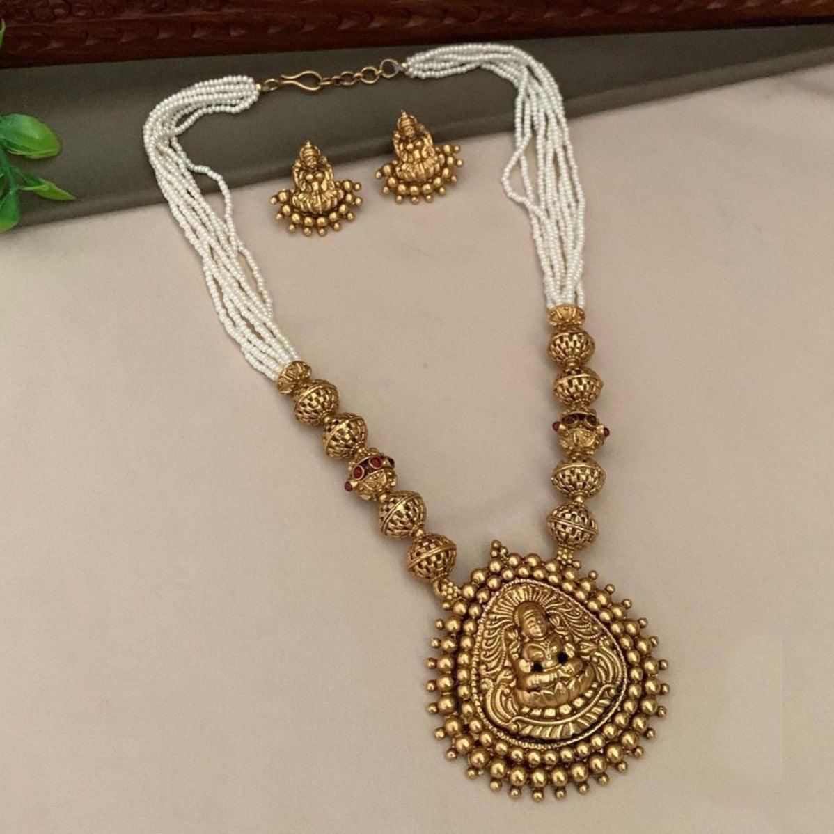 Premium Gold Plated Temple design Pendant Set