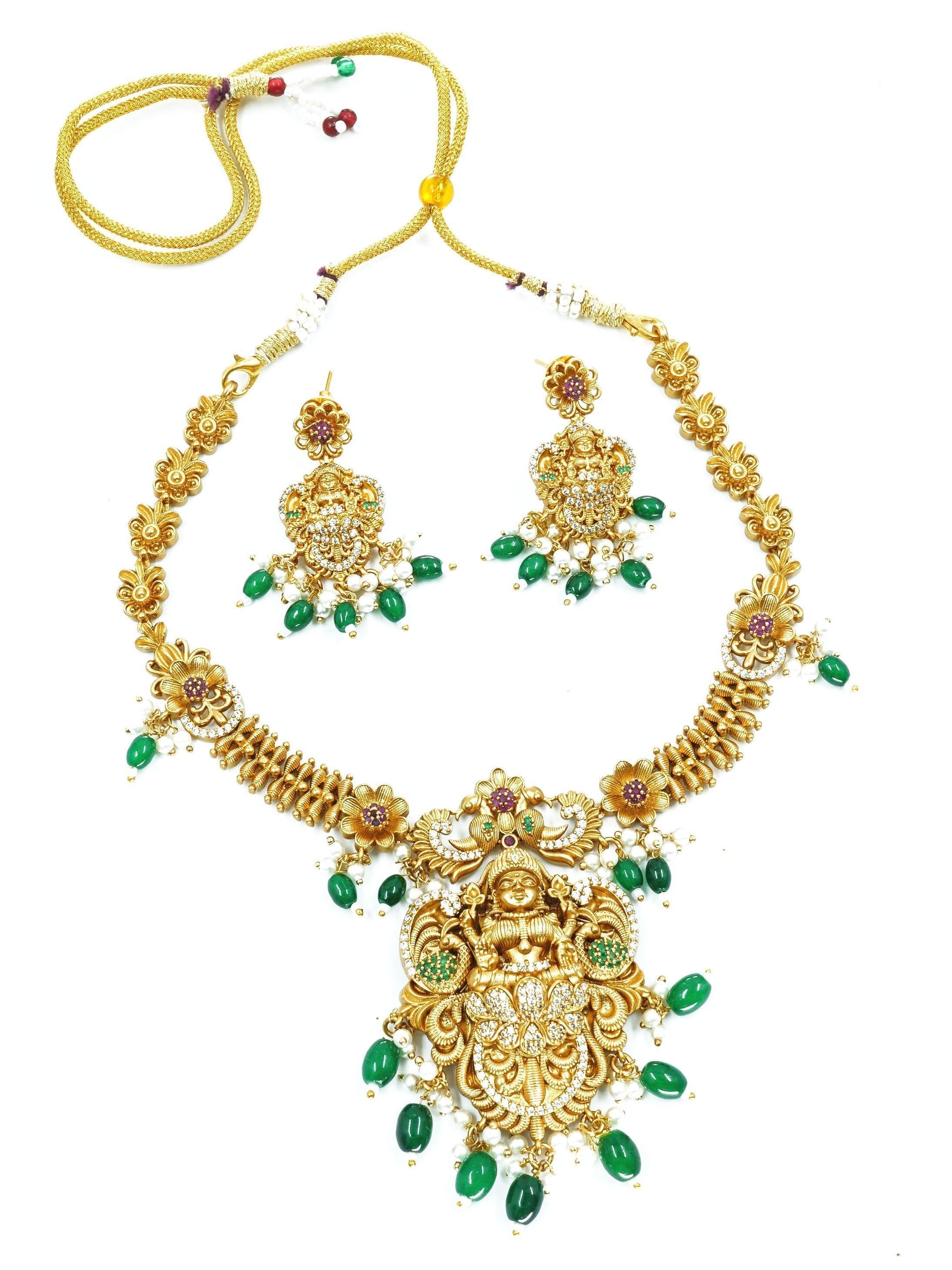 Premium Gold Plated designer Classic Temple Necklace Set - Griiham